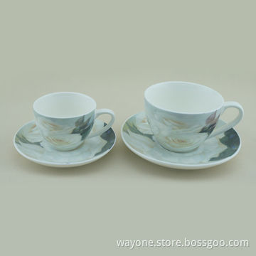 Cup and Saucer Set in Printed Gift Box, with Pure Flower Motif